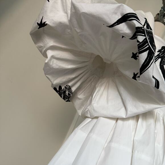 Alexander McQueen Papercut Print Puff Sleeve Poplin Dress SZ 0 - Picture 5 of 8